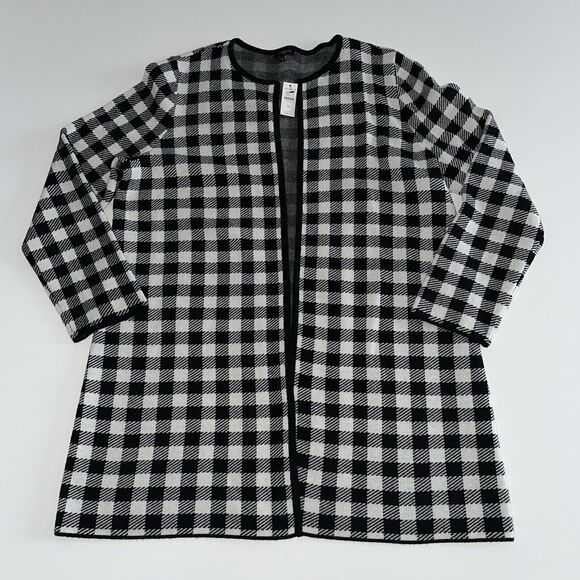 Talbots Buffalo Check Cardigan Sweater Women's Plus 1X NWT Plaid Wool Blend Open - Picture 3 of 13